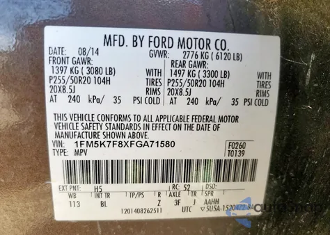 2015 Ford Explorer Limited z USA, uszkodzony, nr VIN 1FM5K7F8XFGA71580